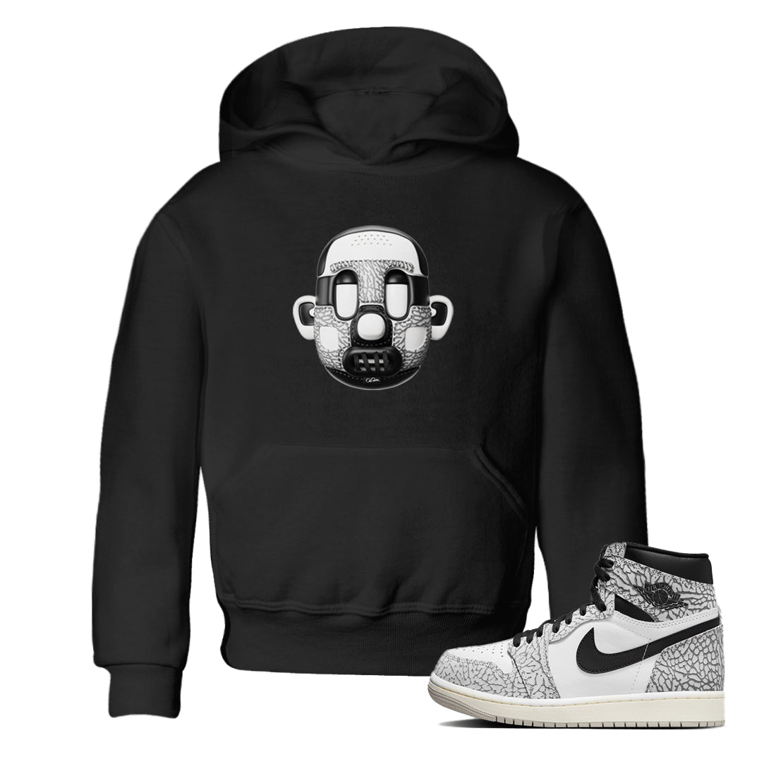 Shoe Head Kids Tops - Air Jordan 1 White Cement