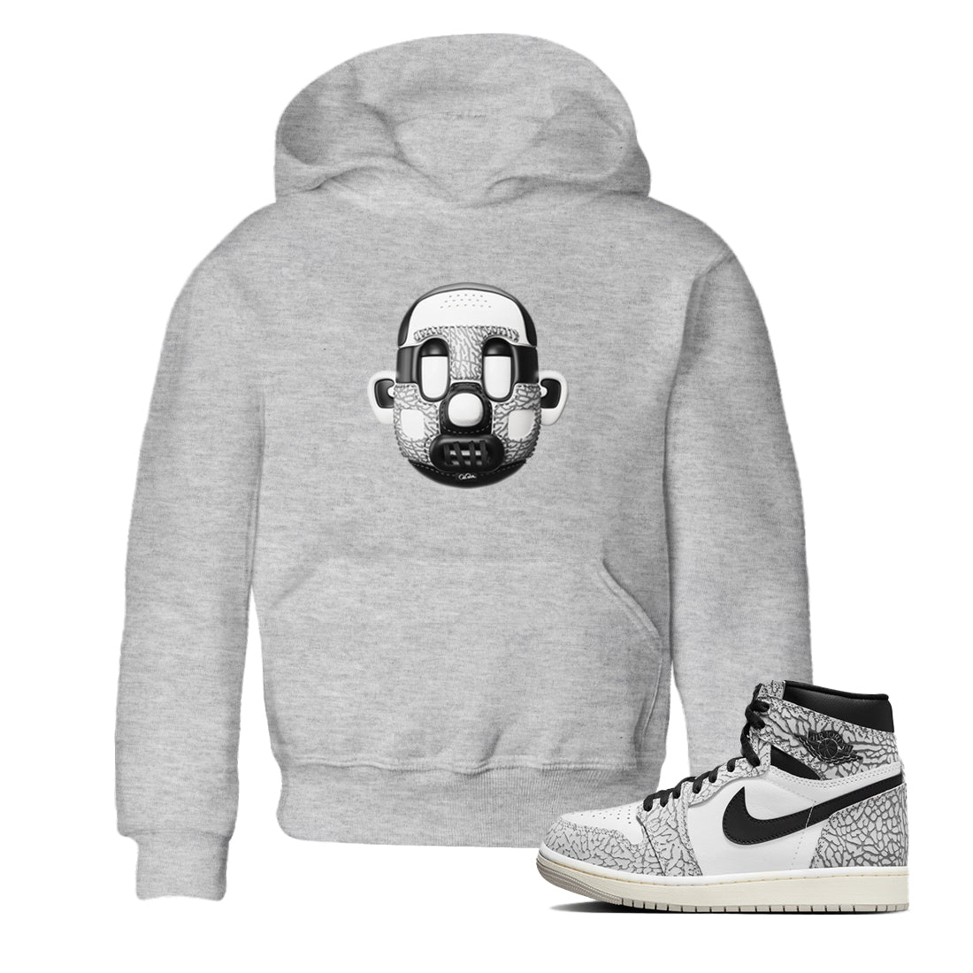 Shoe Head Kids Tops - Air Jordan 1 White Cement
