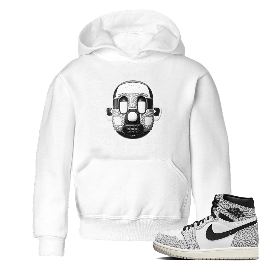 Shoe Head Kids Tops - Air Jordan 1 White Cement