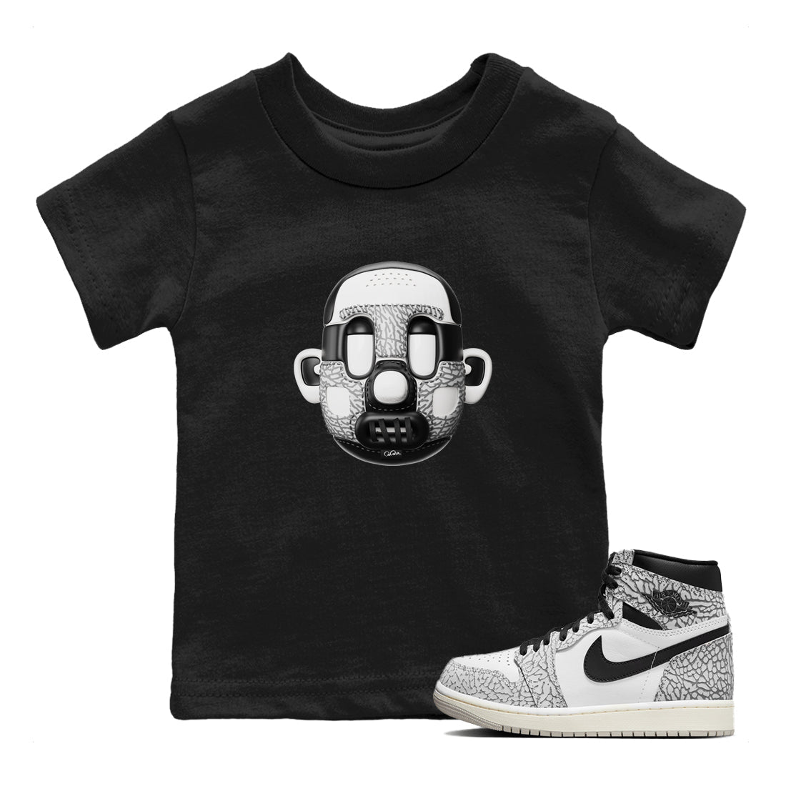 Shoe Head Kids Tops - Air Jordan 1 White Cement