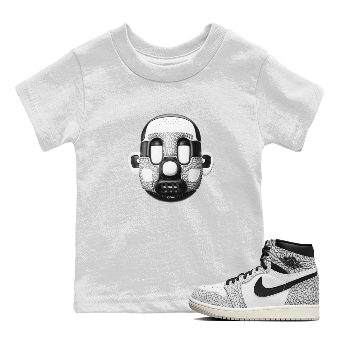 Shoe Head Kids Tops - Air Jordan 1 White Cement