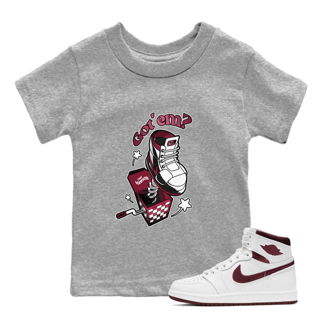 Shoe In The Box snkmatch Tee Kids - Air Jordan 1 Metallic Burgundy