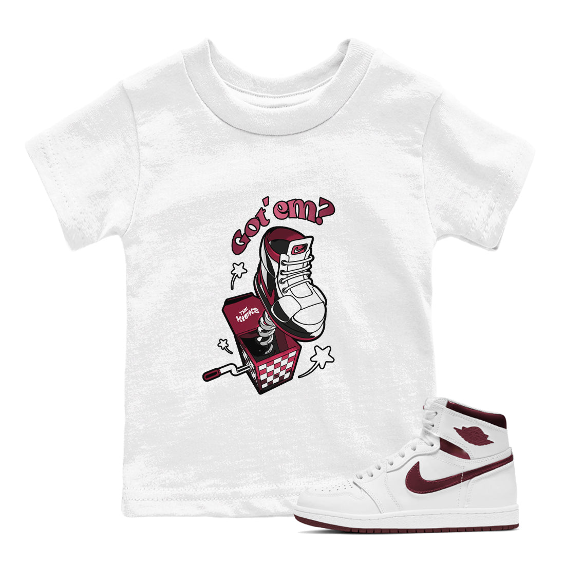 Shoe In The Box snkmatch Tee Kids - Air Jordan 1 Metallic Burgundy