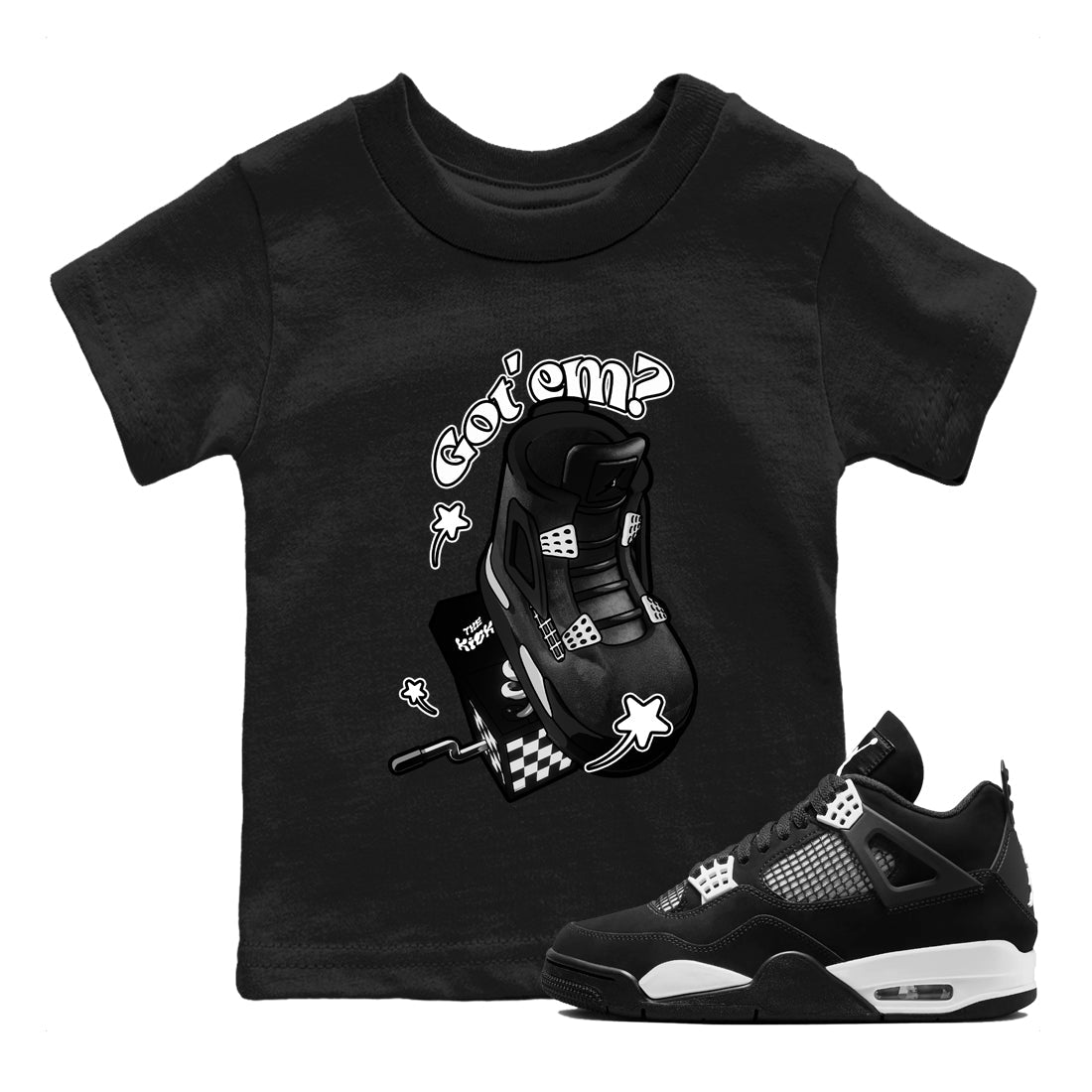 Shoe In The Box snkmatch Tees Kids - Air Jordan 4 White Thunder