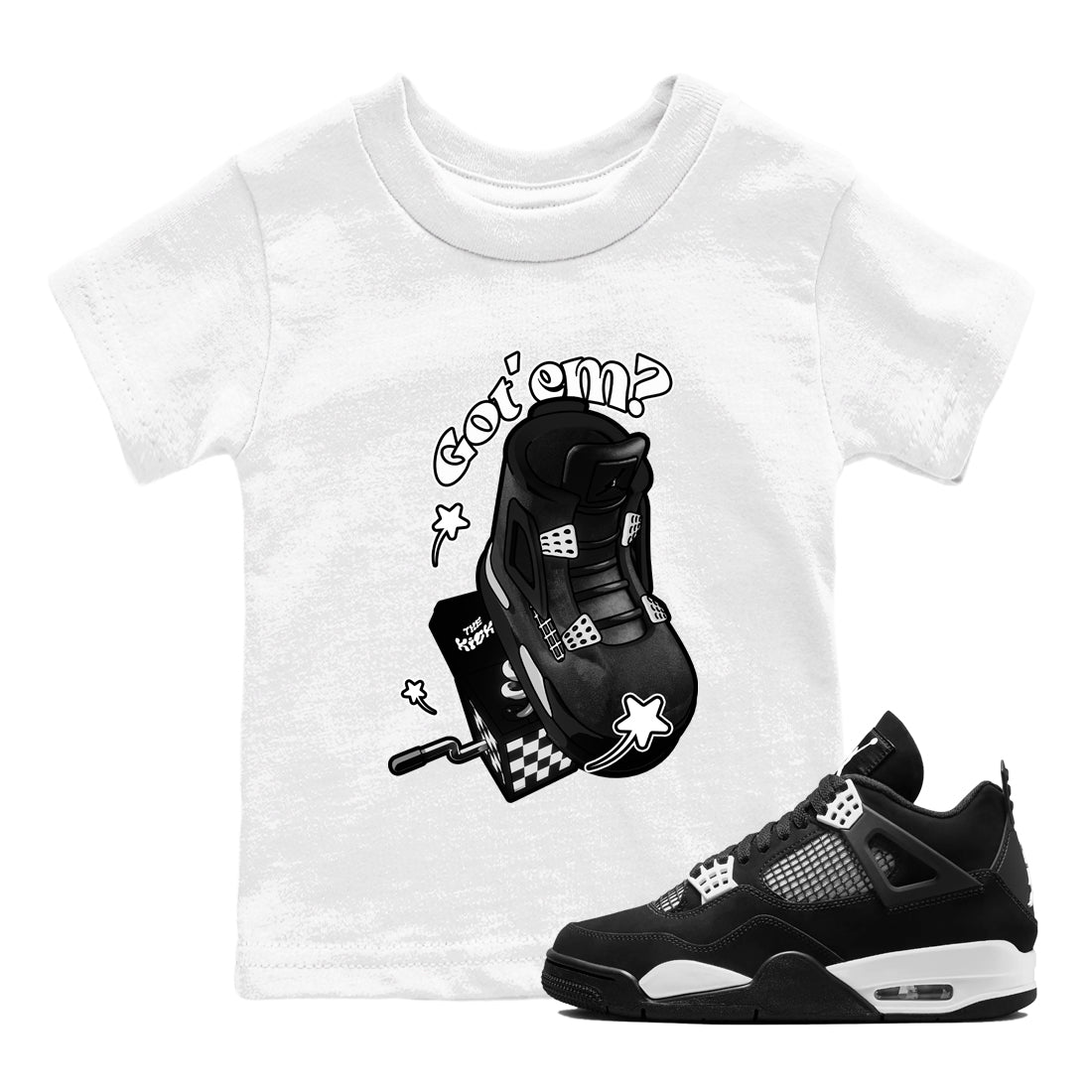 Shoe In The Box snkmatch Tees Kids - Air Jordan 4 White Thunder