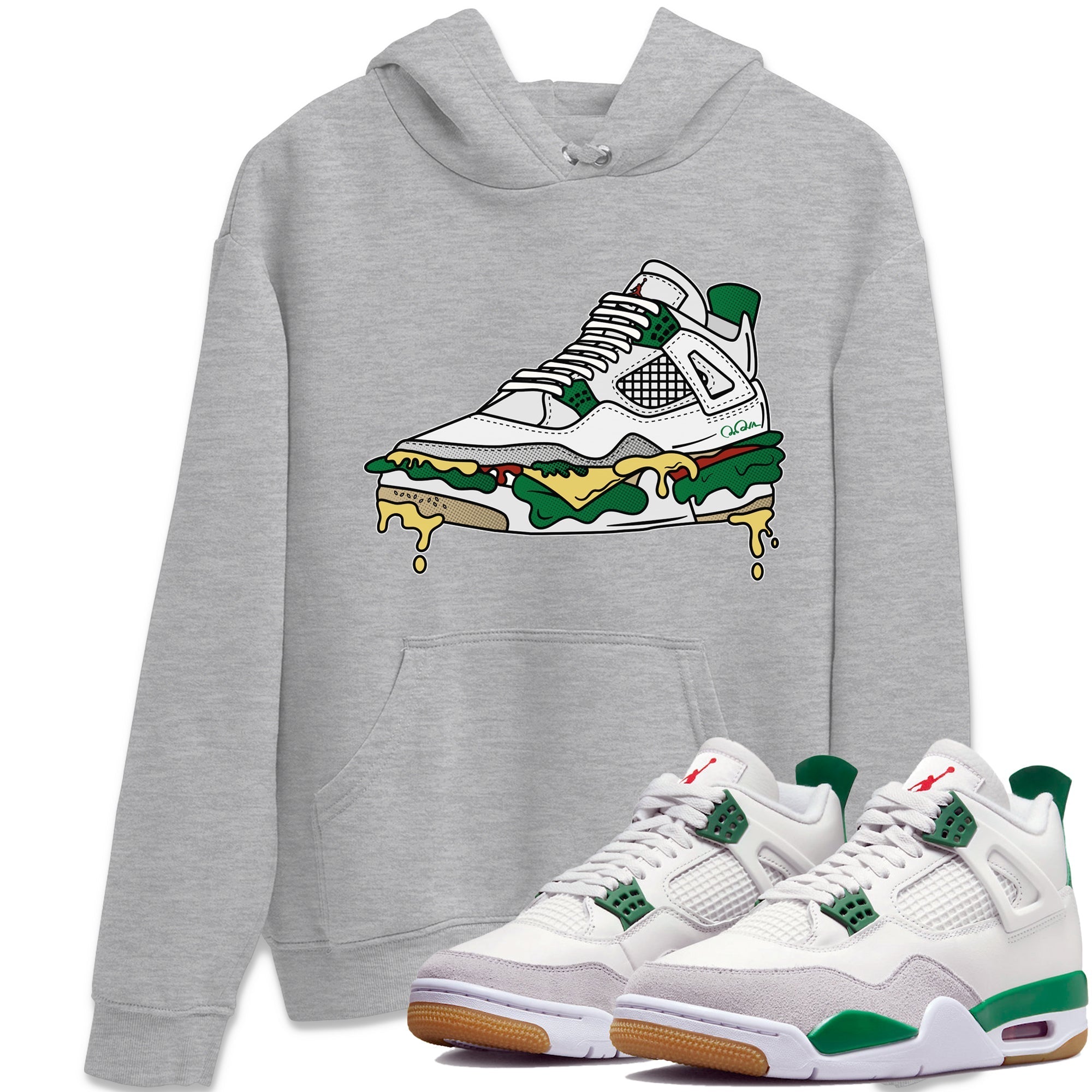 Shoe Sandwich Unisex Tops - Air Jordan 4 Pine Green