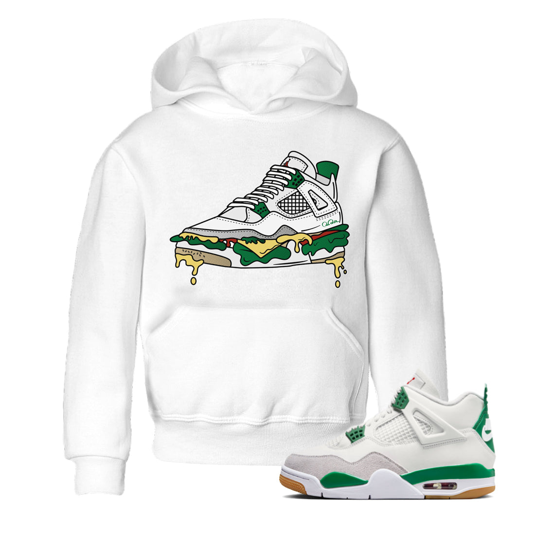 Shoe Sandwich Kids Tops - Air Jordan 4 Pine Green SB
