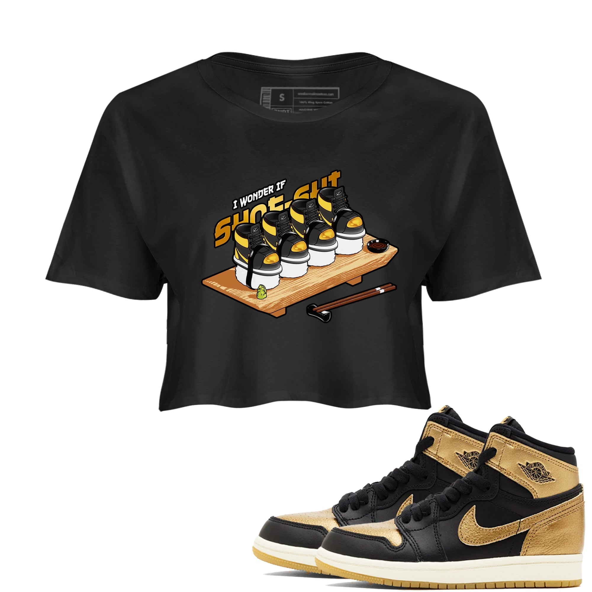 Shoe-Shi snkmatch Women's Top - Air Jordan 1 Black Metallic Gold