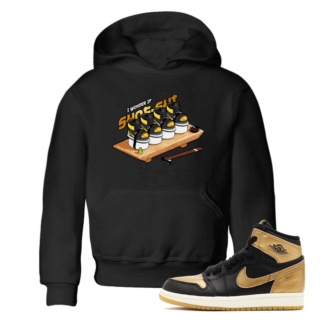 Shoe-Shi snkmatch Tees Kids - Air Jordan 1 Black Metallic Gold