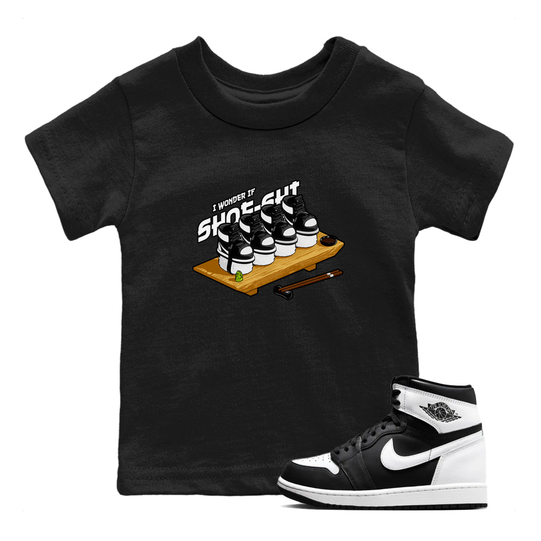 Shoe-Shi snkmatch Tees Kids - Air Jordan 1 Black White