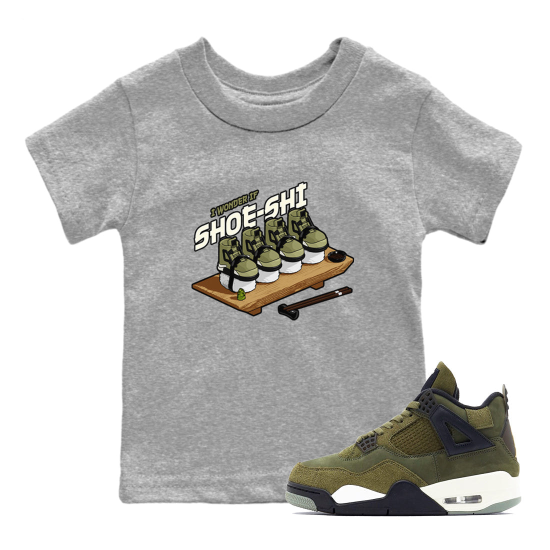 Shoe-Shi snkmatch Tee Kids - Air Jordan 4 Medium Olive