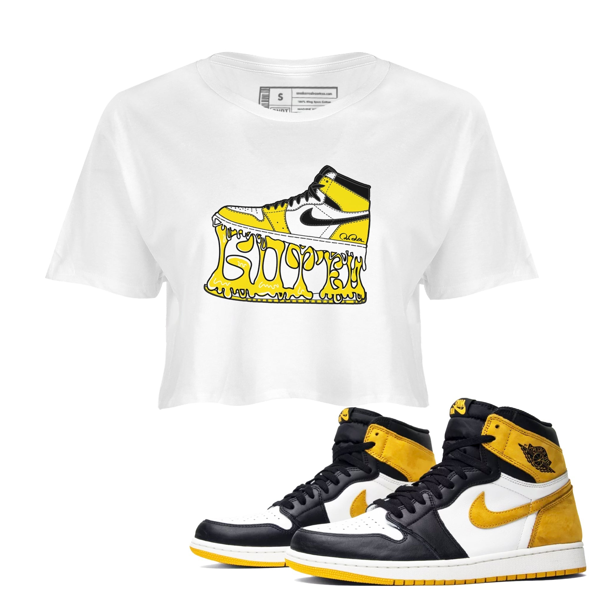Shoe Stuck snkmatch Women's Top - Air Jordan 1 Yellow Ochre