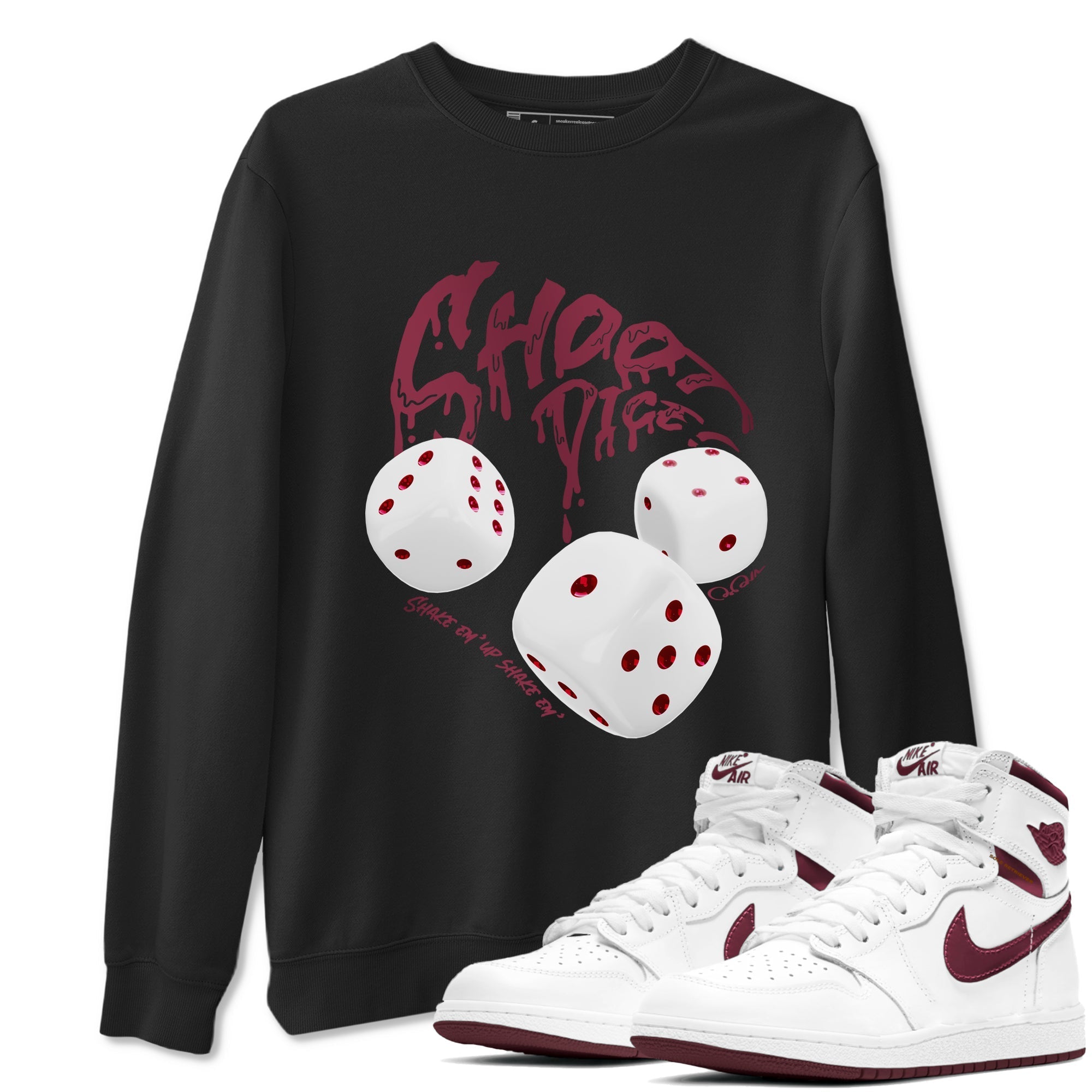 Shoot Dice snkmatch Tees - Air Jordan 1 Metallic Burgundy