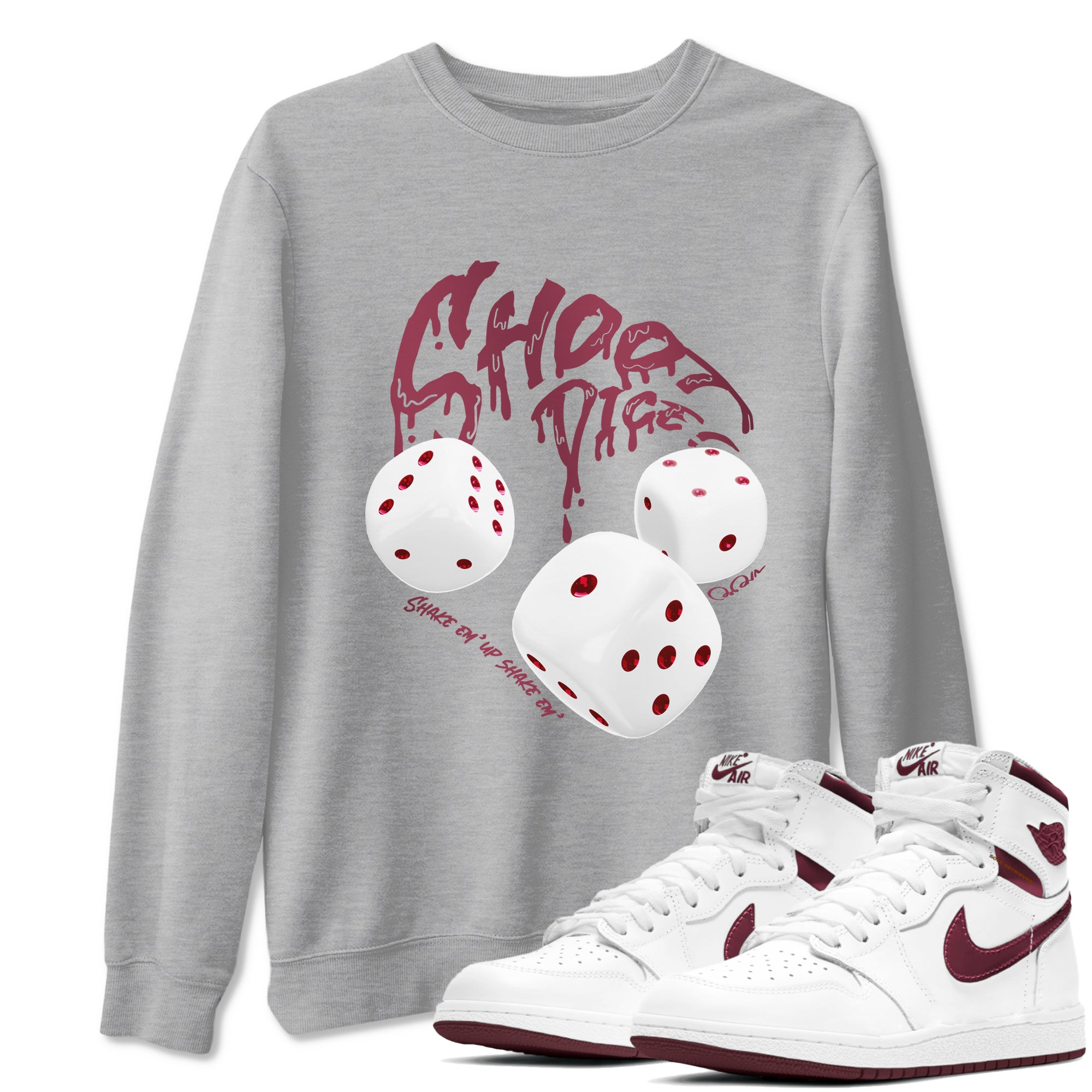 Shoot Dice snkmatch Tees - Air Jordan 1 Metallic Burgundy