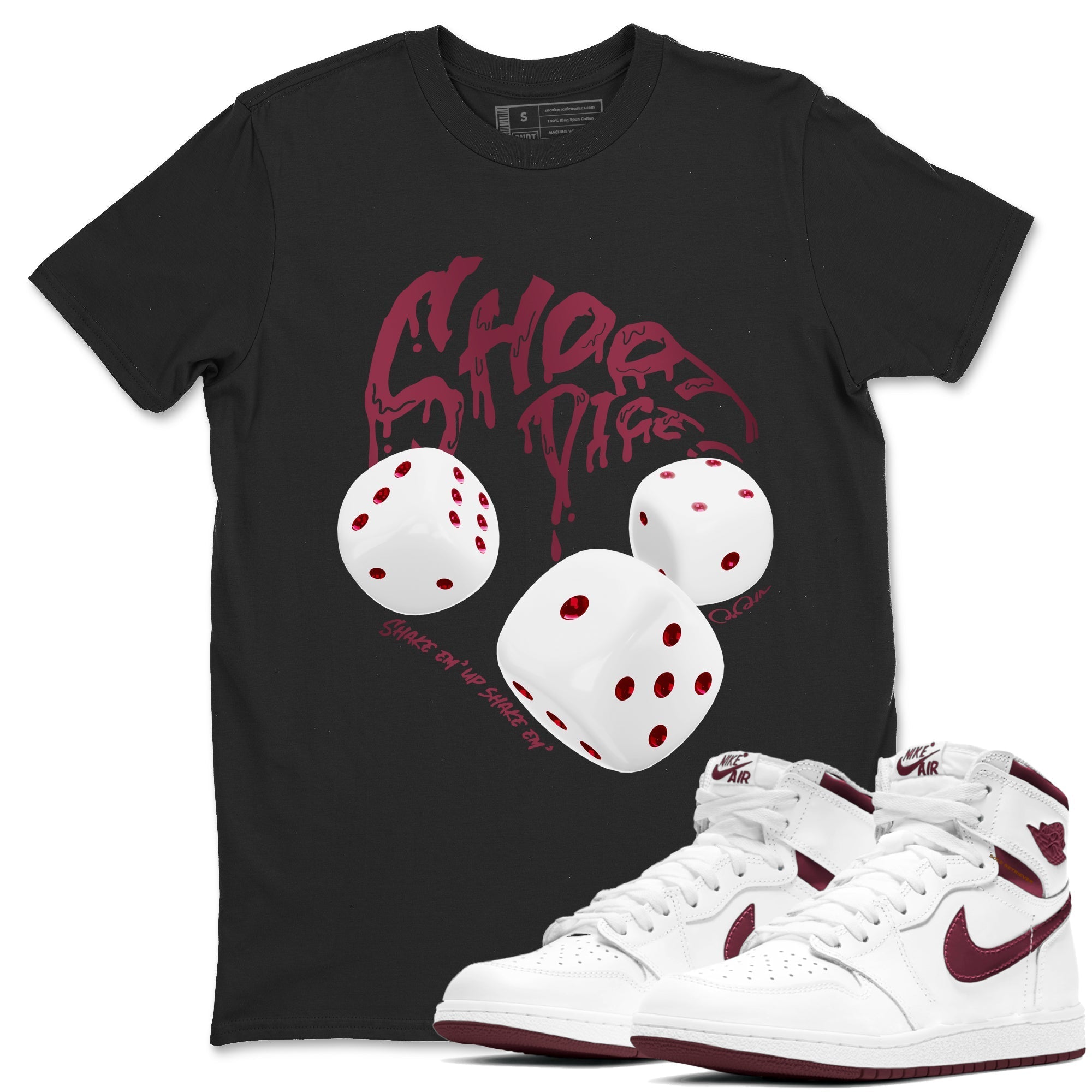 Shoot Dice snkmatch Tees - Air Jordan 1 Metallic Burgundy