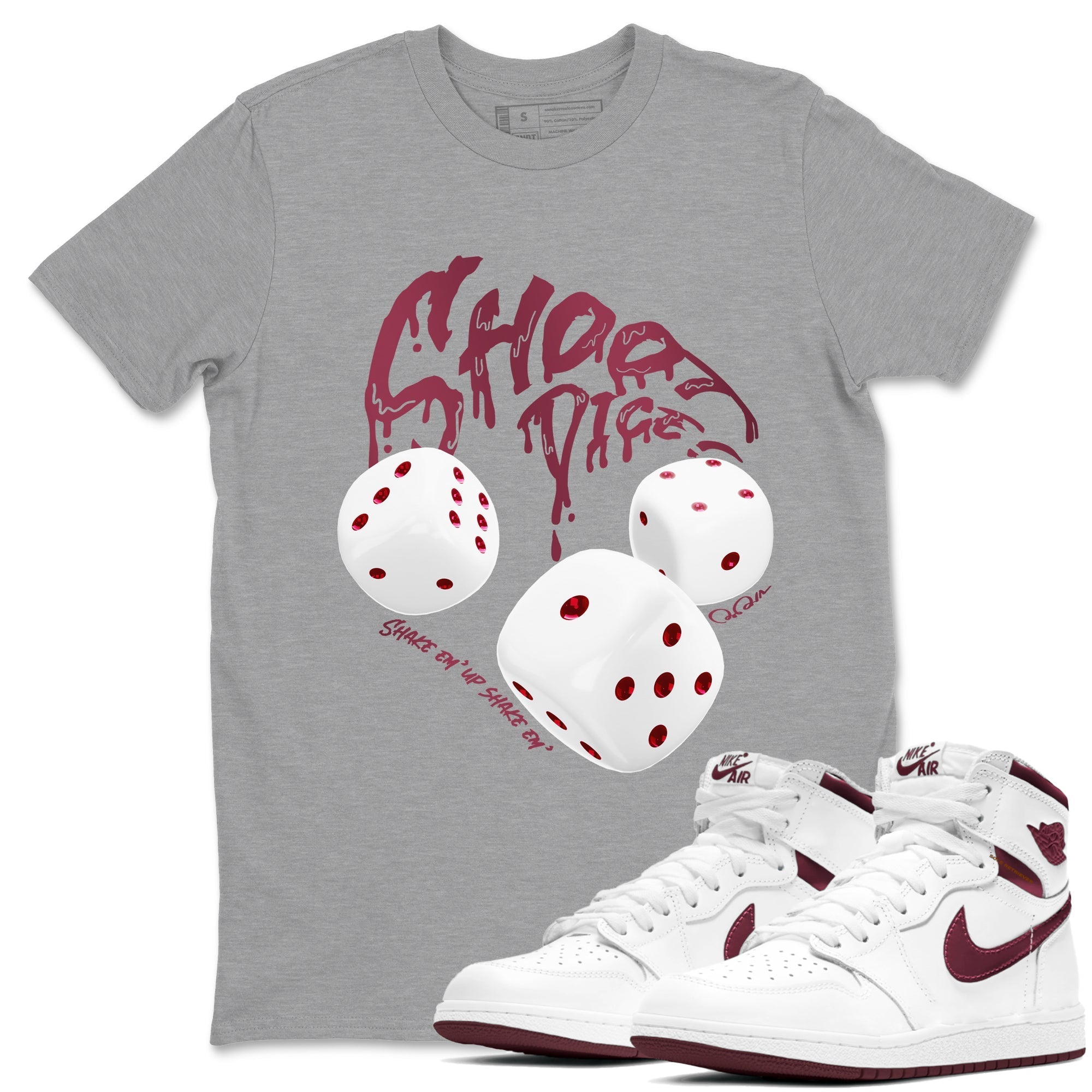 Shoot Dice snkmatch Tees - Air Jordan 1 Metallic Burgundy