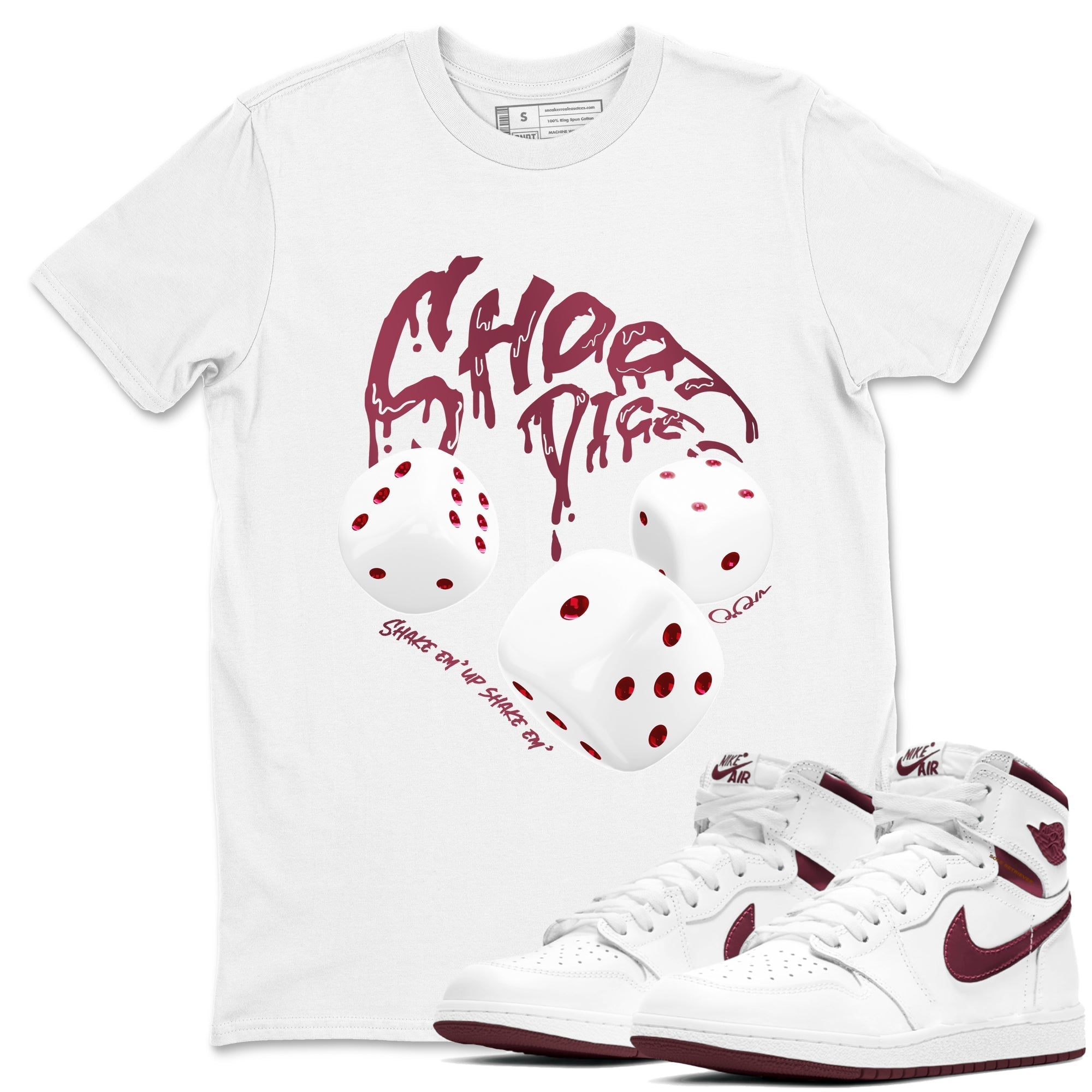 Shoot Dice snkmatch Tees - Air Jordan 1 Metallic Burgundy