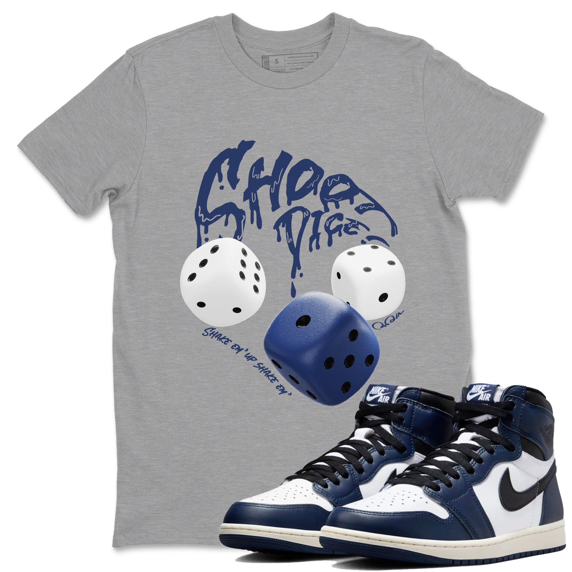 Shoot Dice snkmatch Tees - Air Jordan 1 Midnight Navy