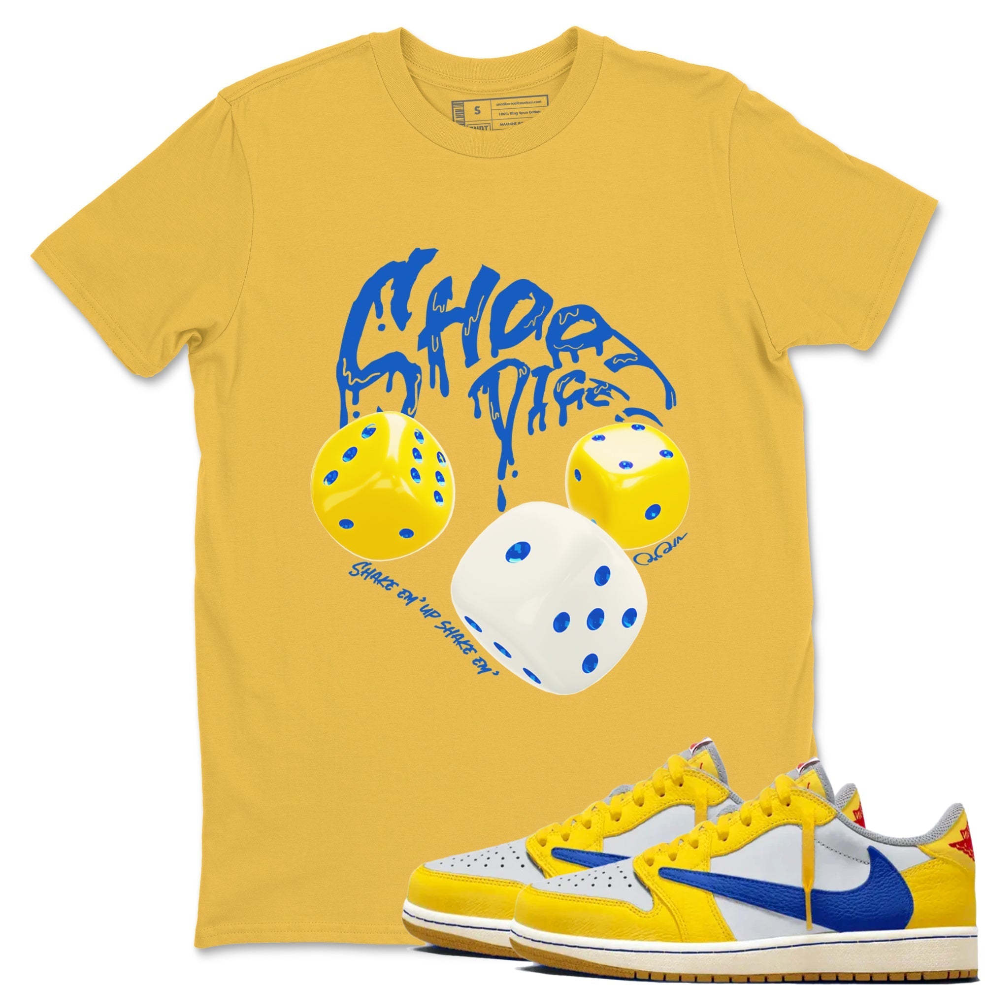 Shoot Dice snkmatch Tees - Air Jordan 1 Travis Scott Canary