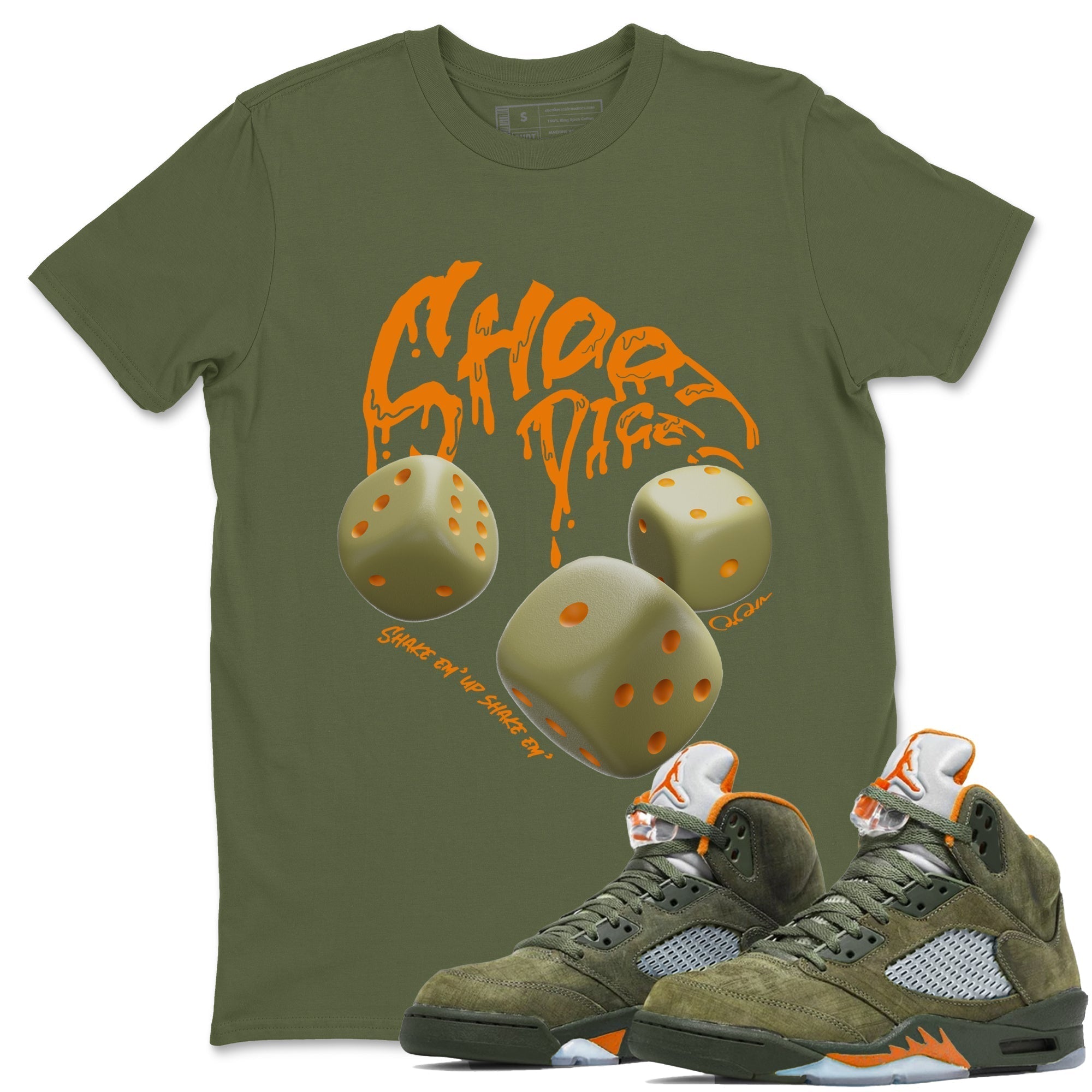 Shoot Dice Unisex Adult Tops - Air Jordan 5 Olive