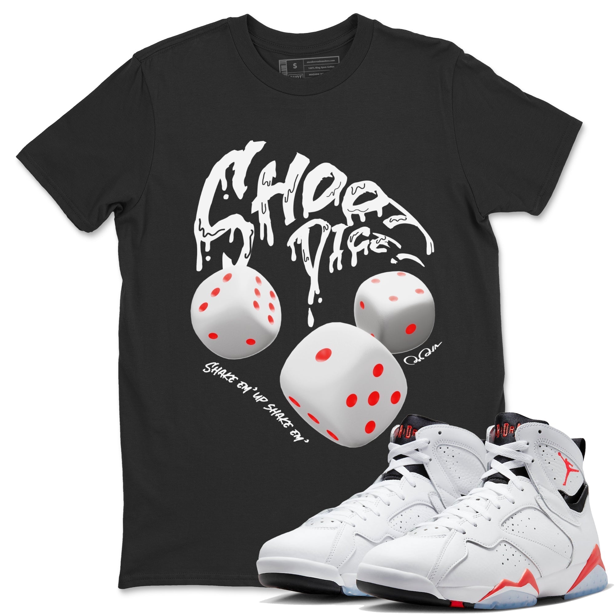 Shoot Dice Unisex Tops - Air Jordan 7 White Infrared