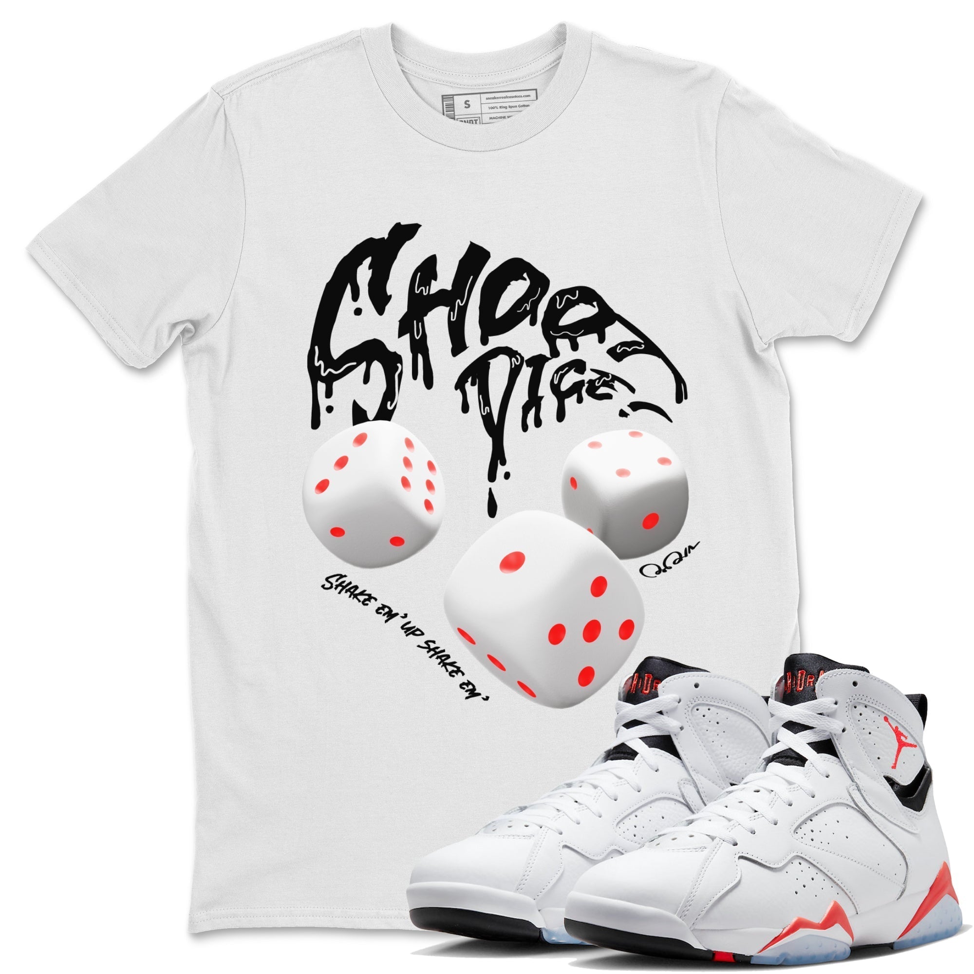 Shoot Dice Unisex Tops - Air Jordan 7 White Infrared