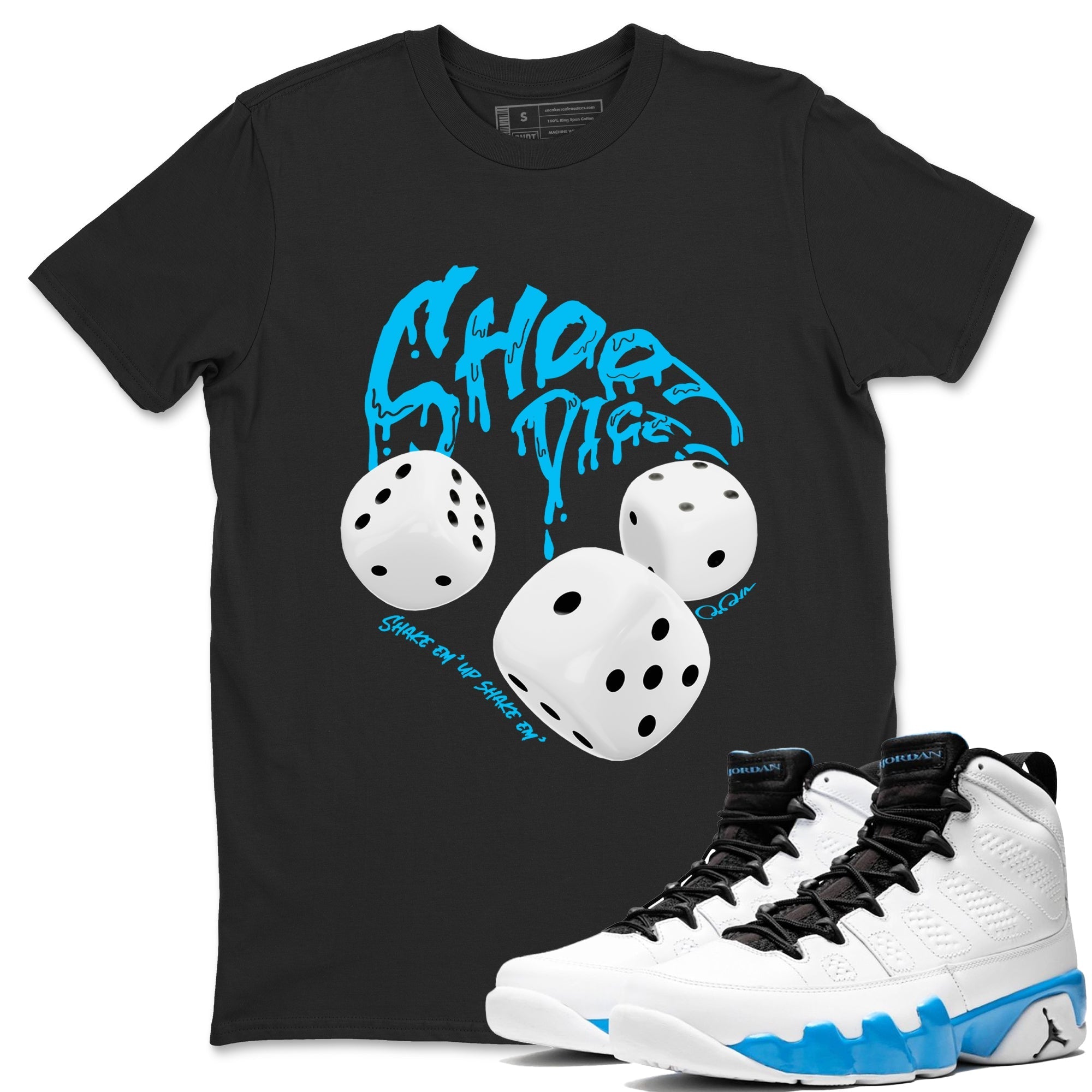 Shoot Dice snkmatch Tees - Air Jordan 9 Powder Blue