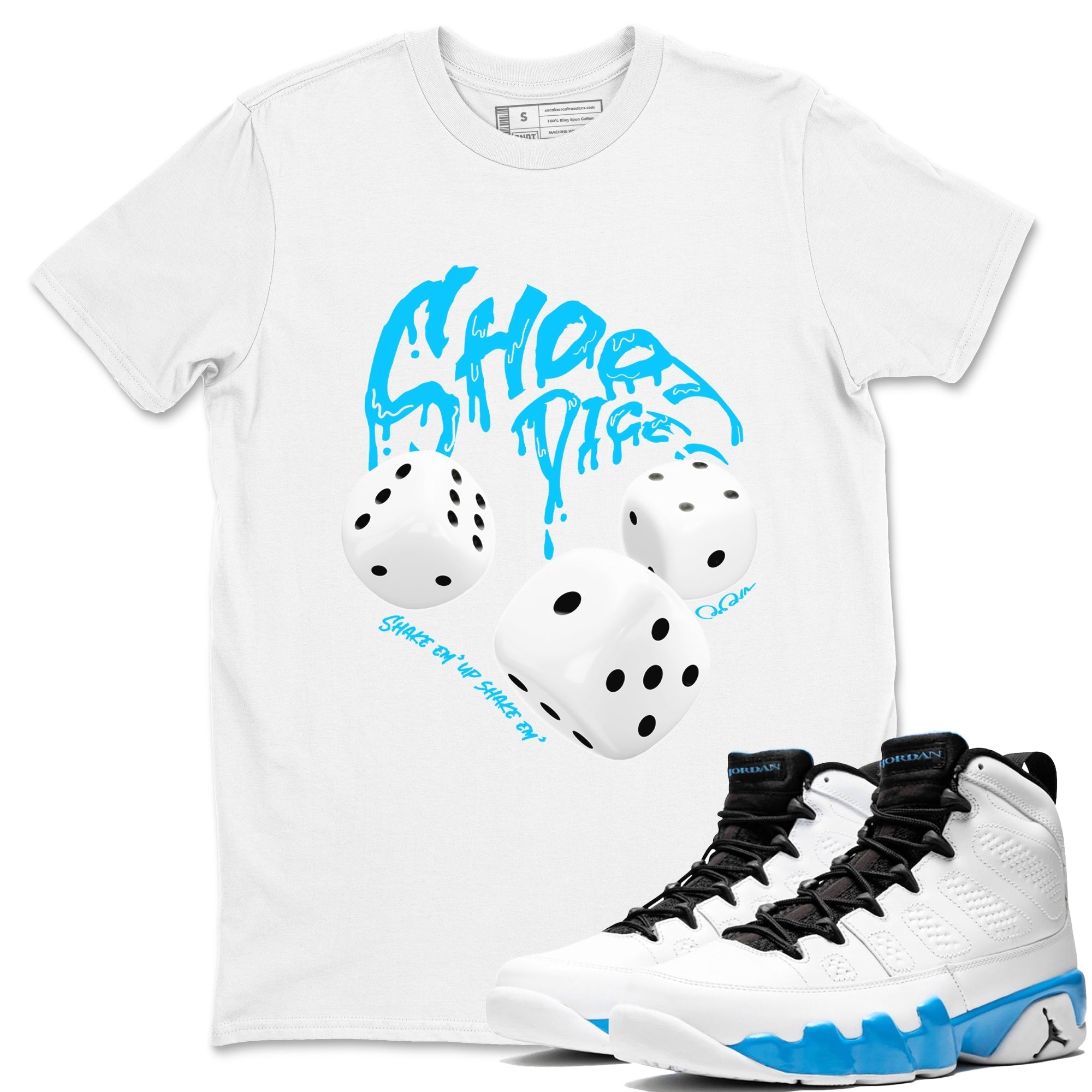 Shoot Dice snkmatch Tees - Air Jordan 9 Powder Blue