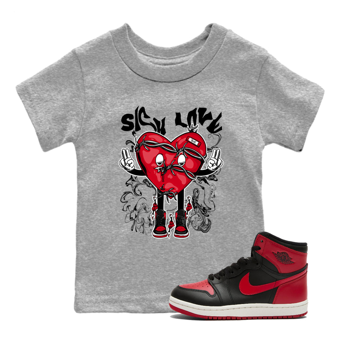 Sick Love snkmatch Tees Kids - Air Jordan 1 '85 Bred