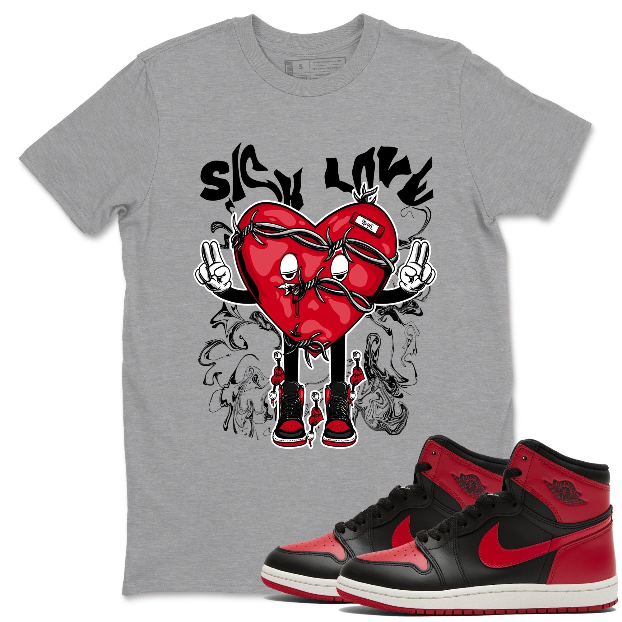 Sick Love snkmatch Tees - Air Jordan 1 '85 Bred
