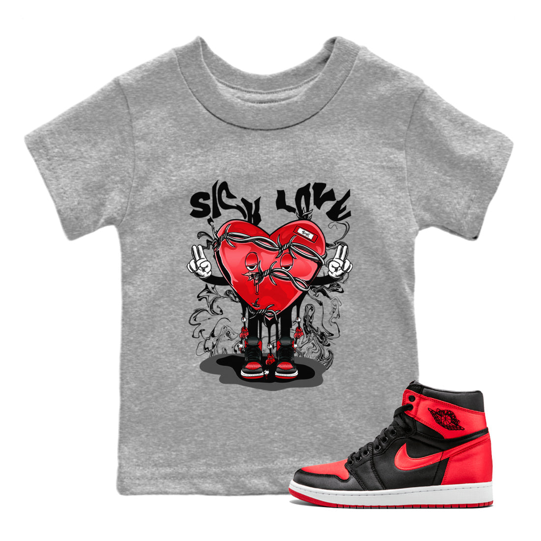Sick Love Kids Tops - Air Jordan 1 Satin Bred