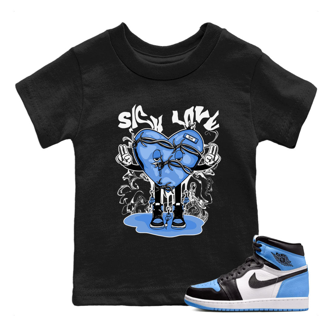 Sick Love snkmatch Tee Kids - Air Jordan 1 UNC Toe