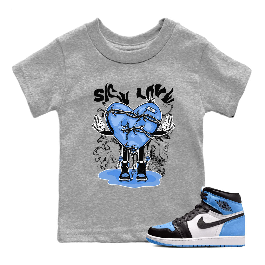 Sick Love snkmatch Tee Kids - Air Jordan 1 UNC Toe