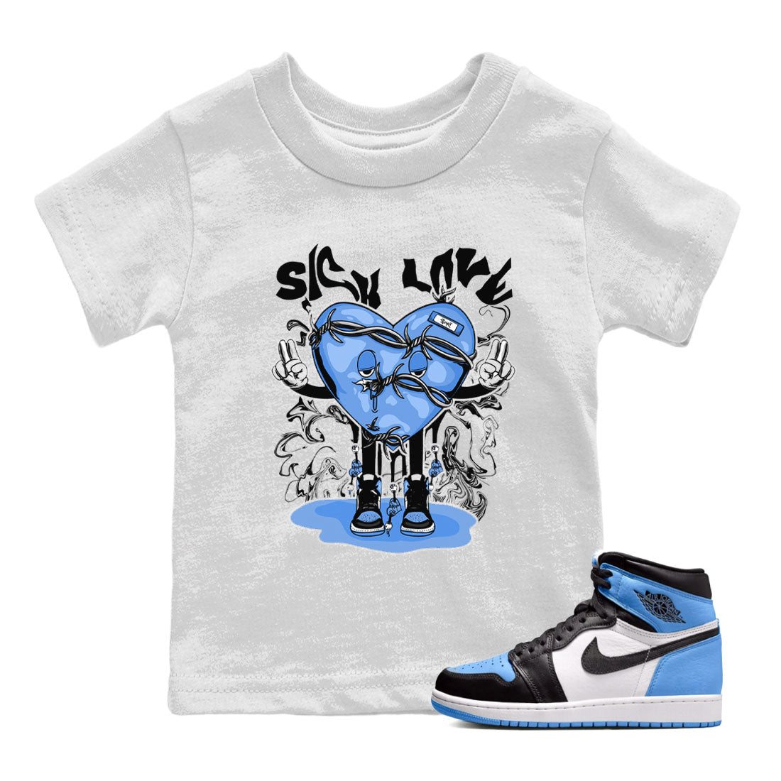 Sick Love snkmatch Tee Kids - Air Jordan 1 UNC Toe