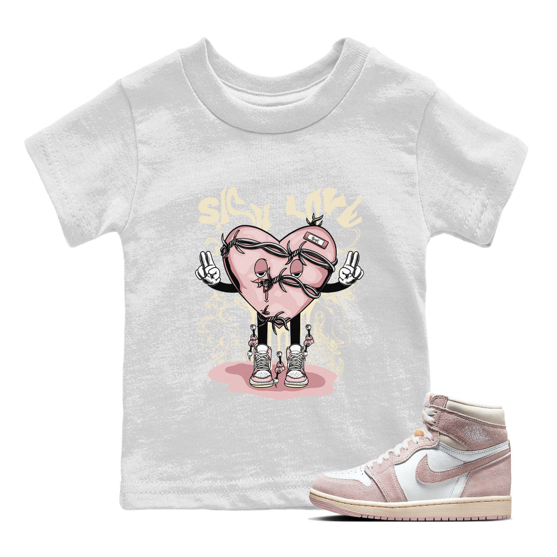 Sick Love Kids Tops - Air Jordan 1 Washed Pink