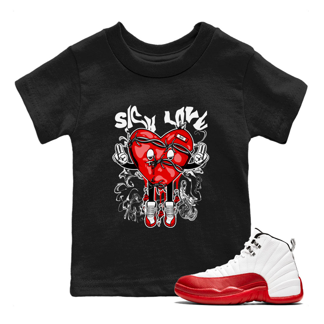 Sick Love snkmatch Tee Kids - Air Jordan 12 Cherry