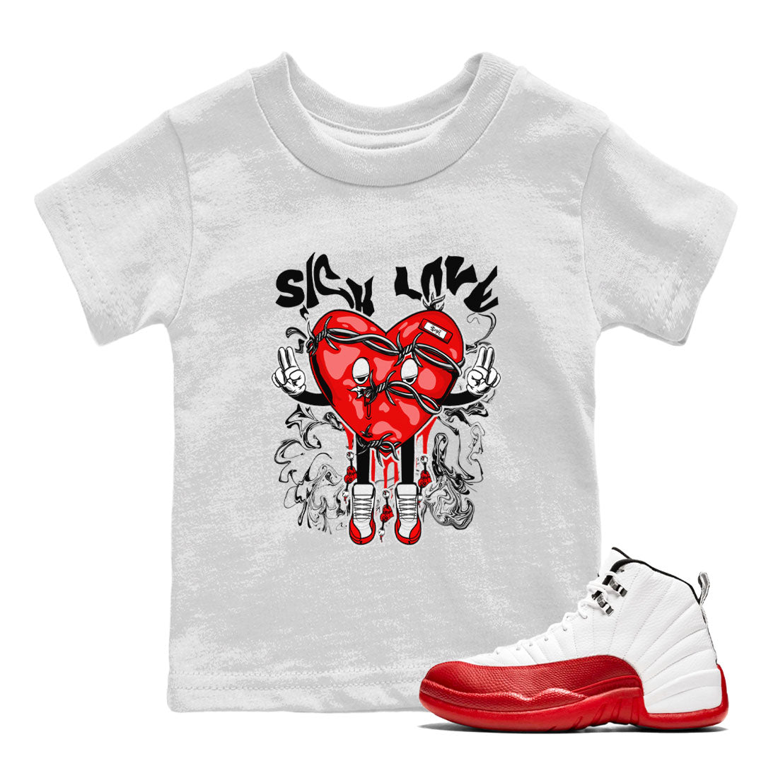 Sick Love snkmatch Tee Kids - Air Jordan 12 Cherry