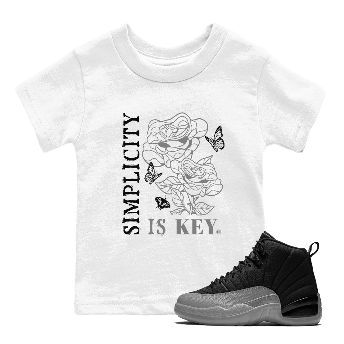 Simplicity Is Key snkmatch Tees Kids - Air Jordan 12 Black Wolf Grey