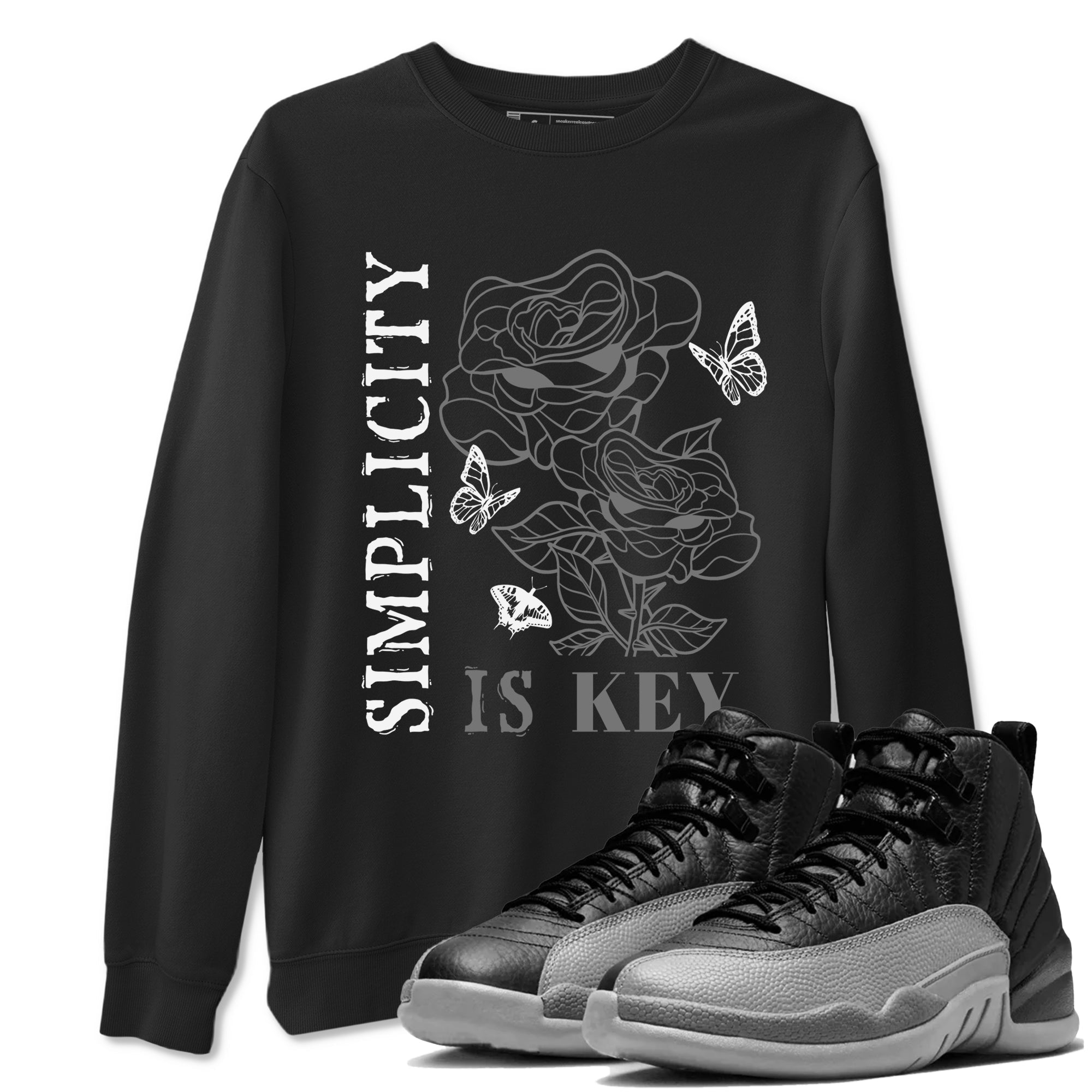 Simplicity Is Key snkmatch Tees - Air Jordan 12 Black Wolf Grey