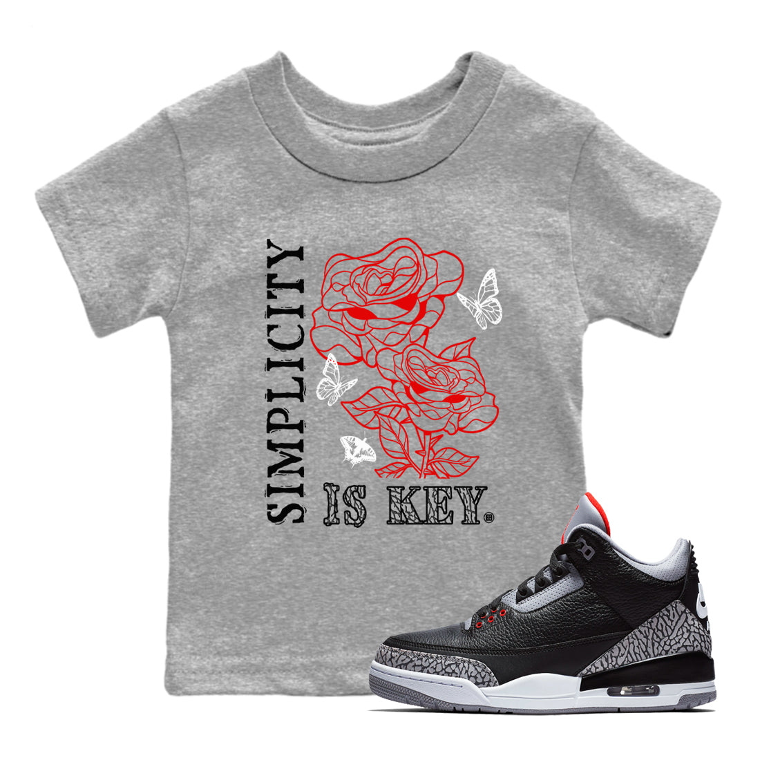 Simplicity Is Key snkmatch Tees Kids - Air Jordan 3 Black Cement