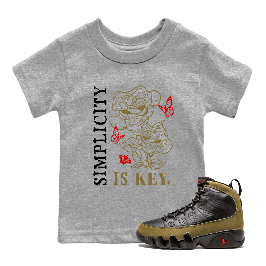 Simplicity Is Key snkmatch Tees Kids - Air Jordan 9 Olive