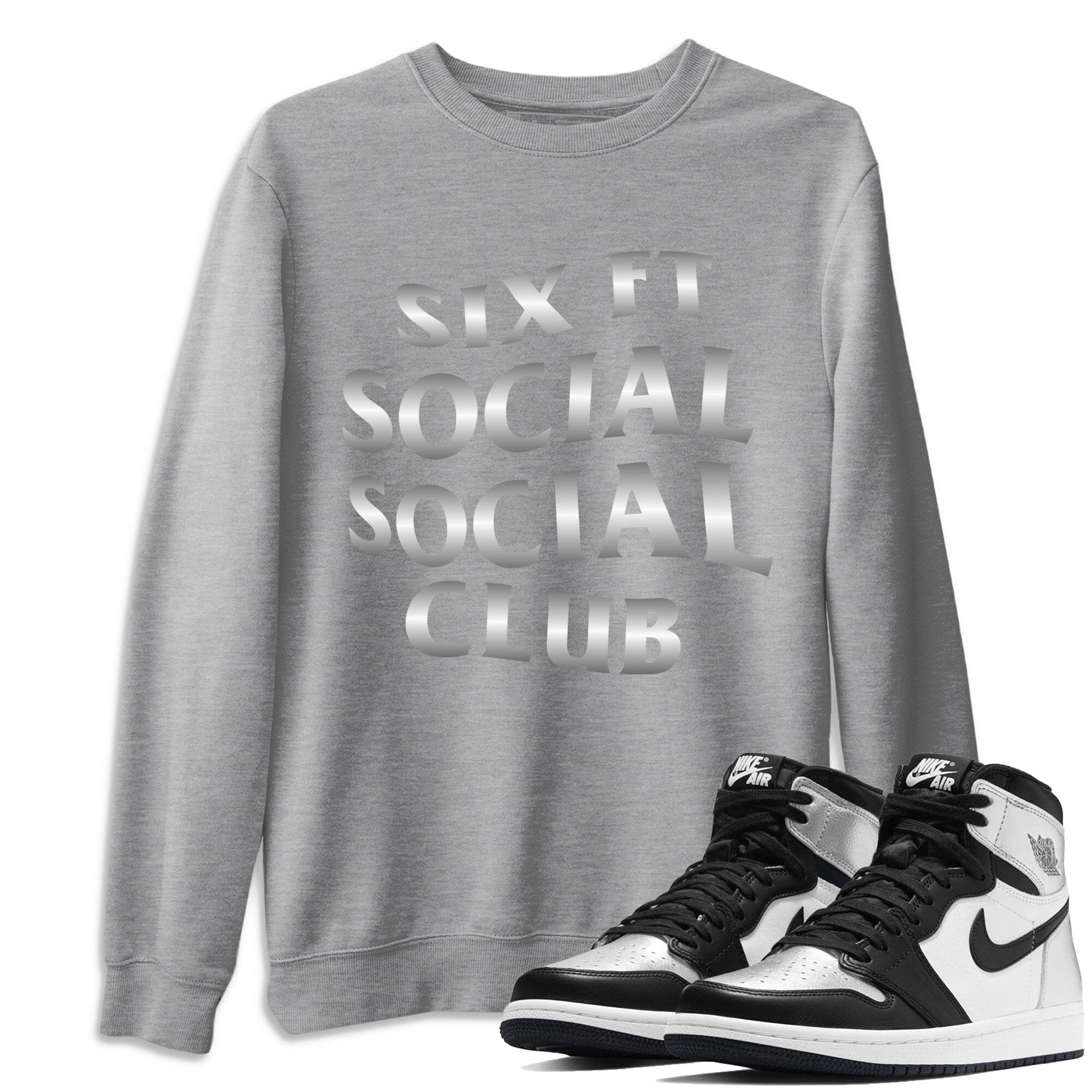 Six FT Social Club Unisex Tops - Air Jordan 1 Silver Toe