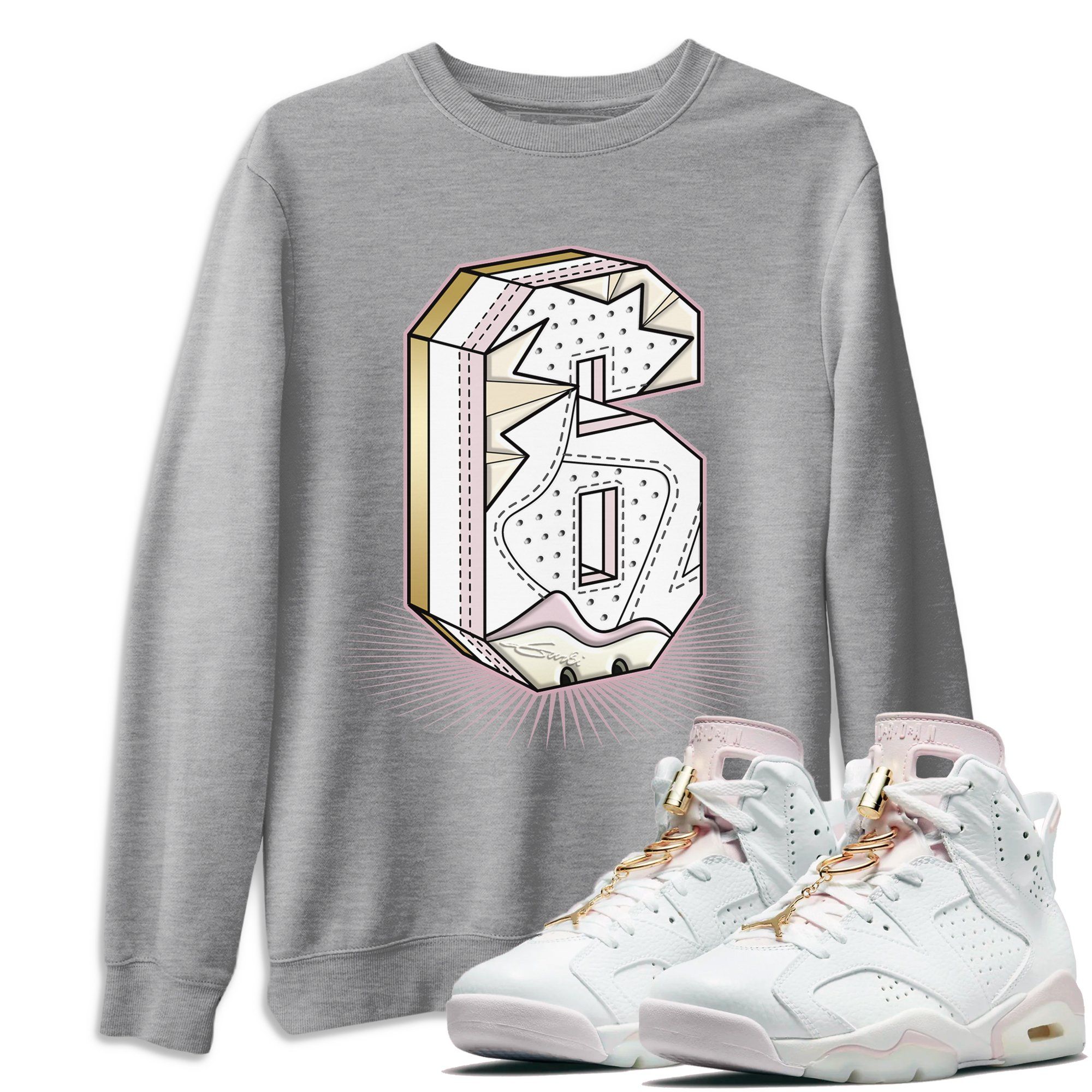 Six Statue Unisex Tops - Air Jordan 6 Gold Hoops