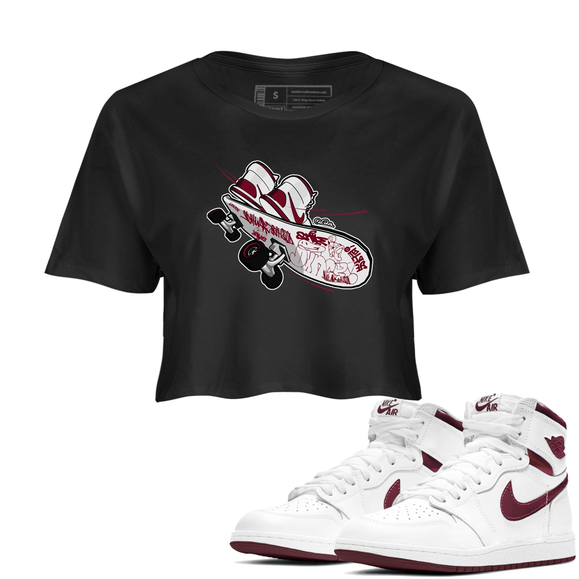 Skateboard snkmatch Women's Top - Air Jordan 1 Metallic Burgundy