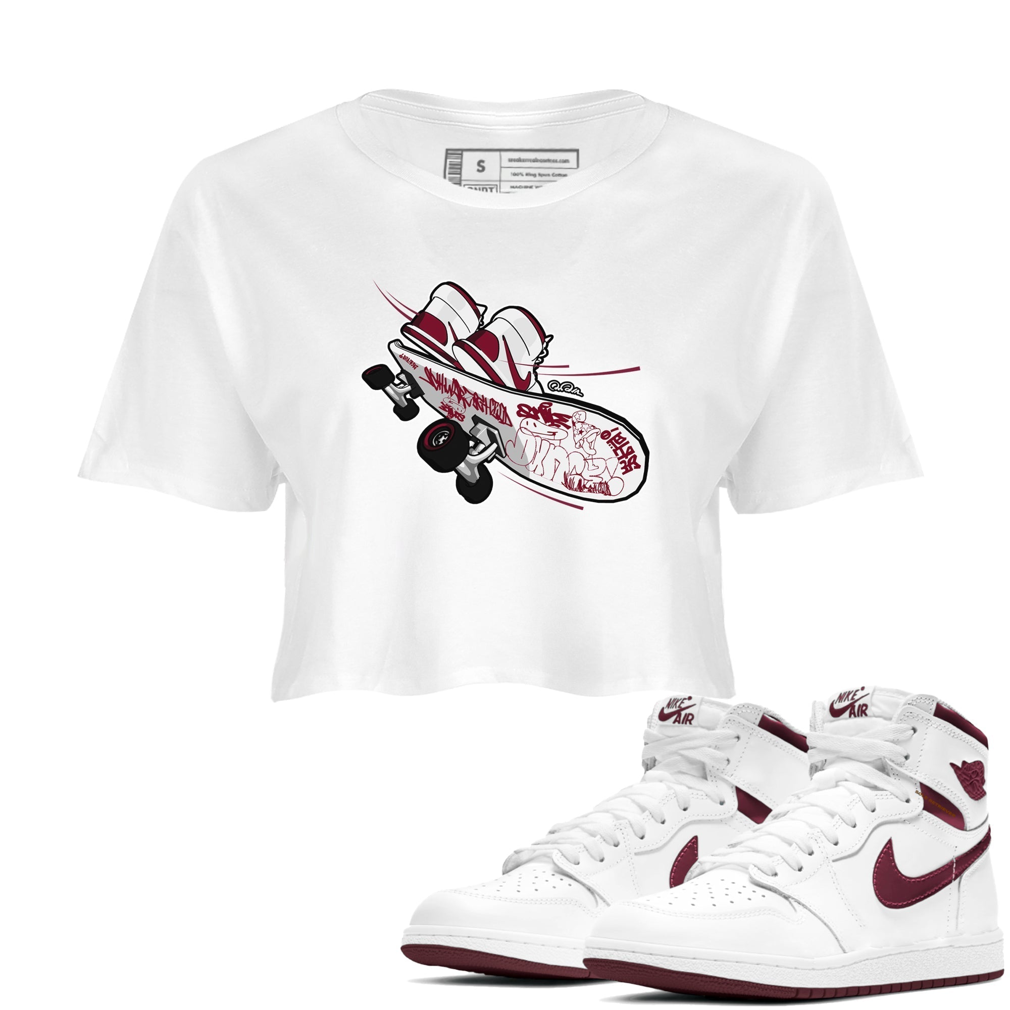 Skateboard snkmatch Women's Top - Air Jordan 1 Metallic Burgundy