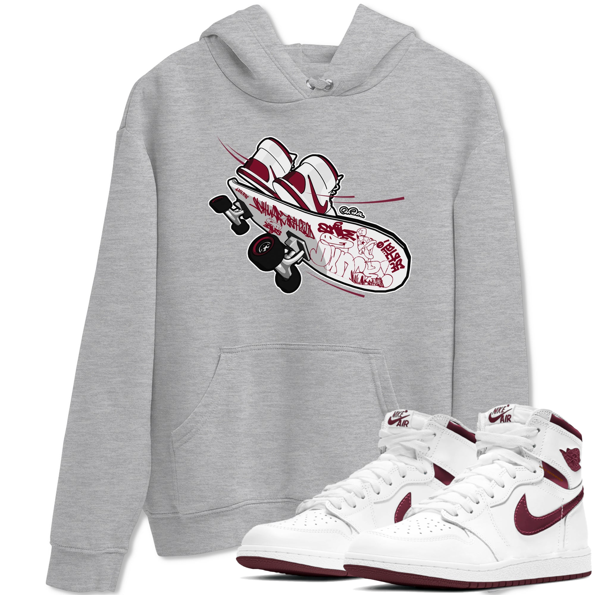 Skateboard snkmatch Tee - Air Jordan 1 Metallic Burgundy