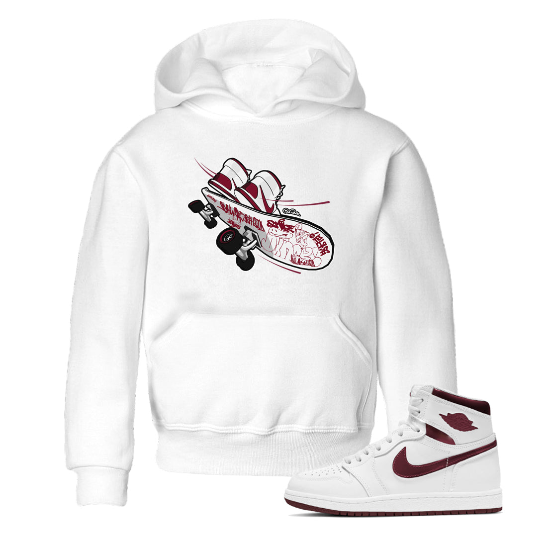 Skateboard snkmatch Tee Kids - Air Jordan 1 Metallic Burgundy