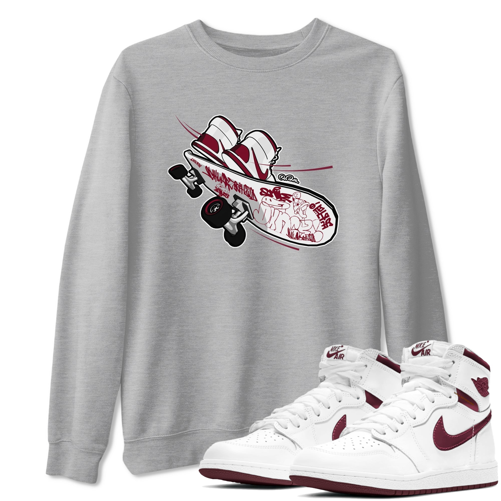 Skateboard snkmatch Tee - Air Jordan 1 Metallic Burgundy