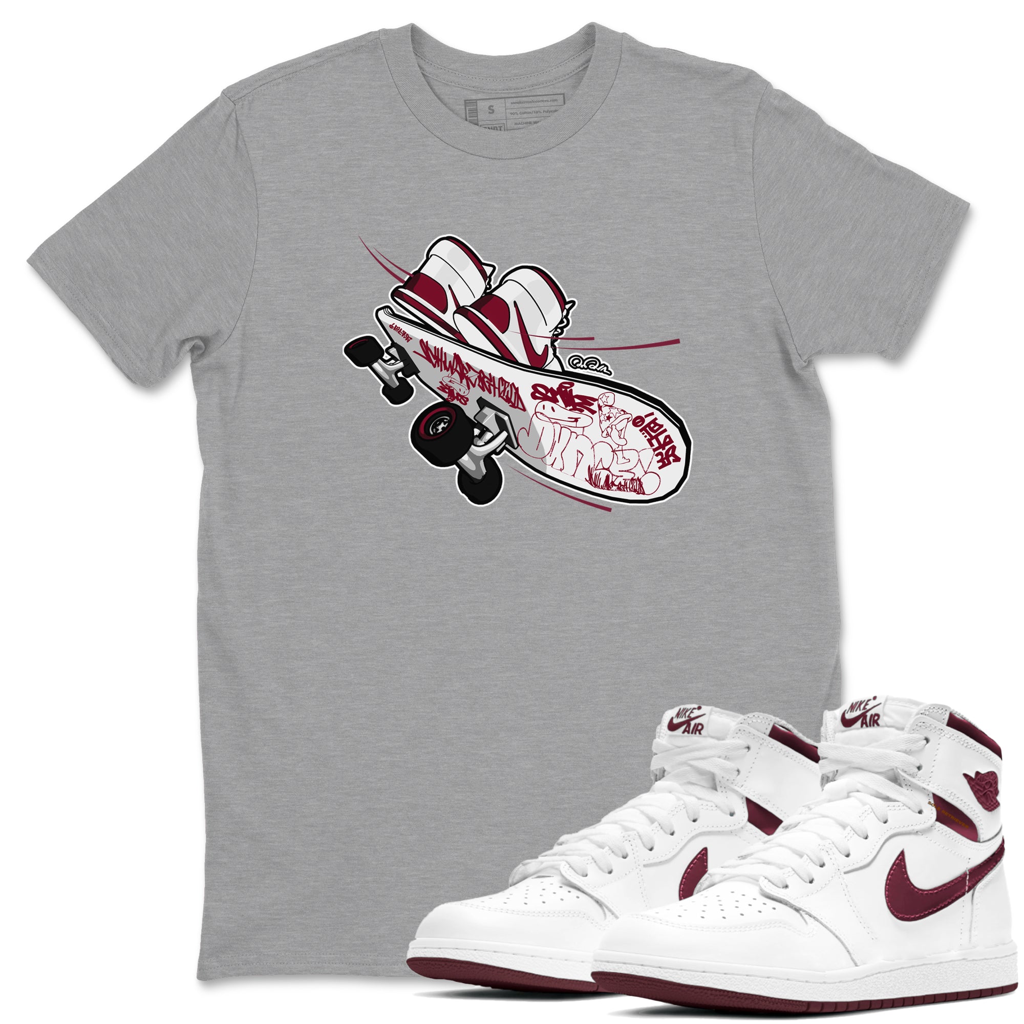 Skateboard snkmatch Tee - Air Jordan 1 Metallic Burgundy