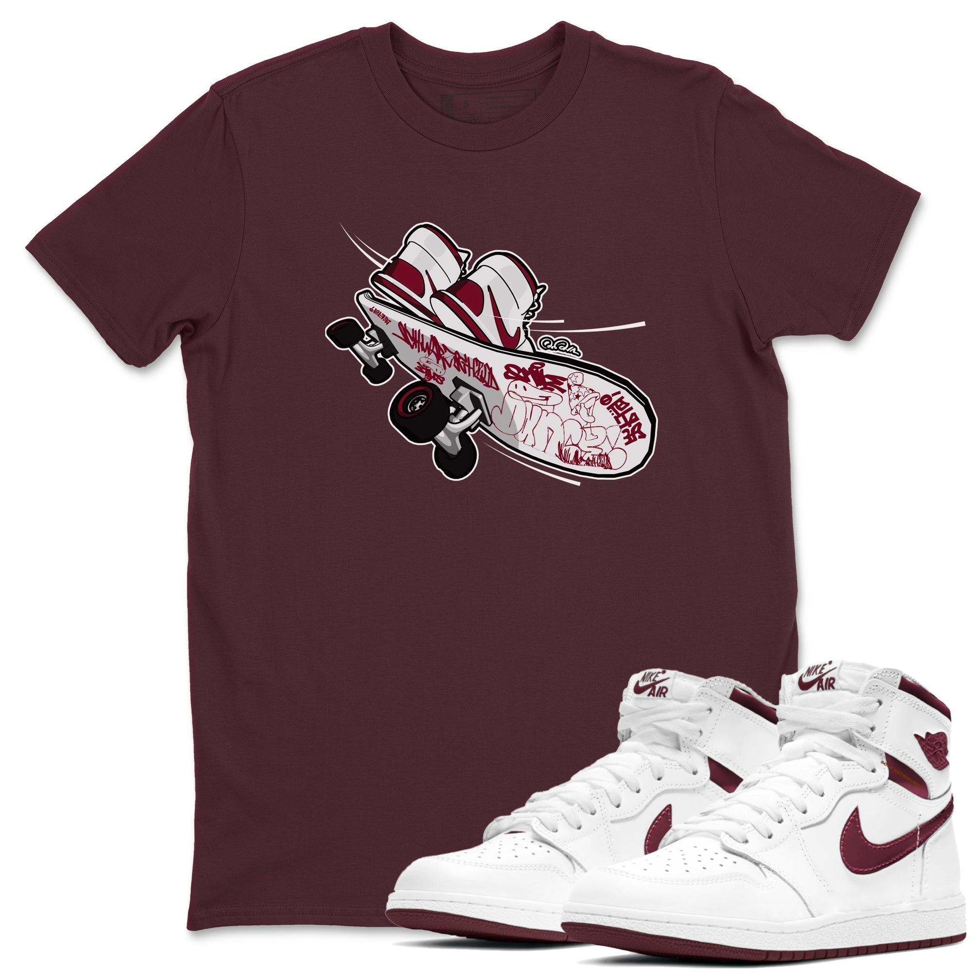 Skateboard snkmatch Tee - Air Jordan 1 Metallic Burgundy